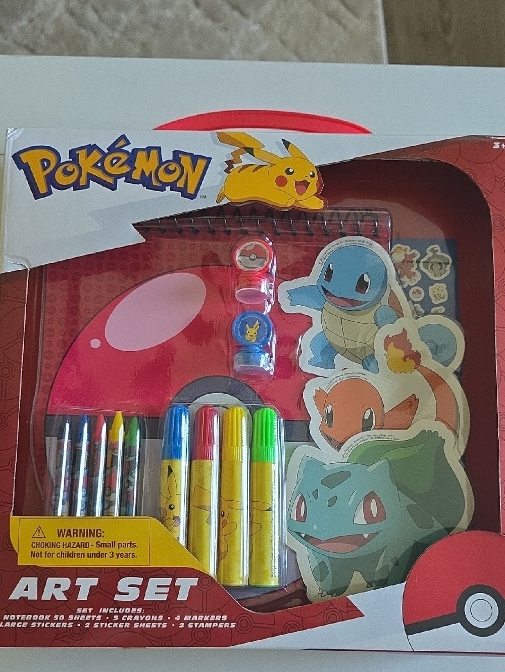 (J67) Pokemon Art Set with Red Poké Ball and Yellow Pikachu Accents